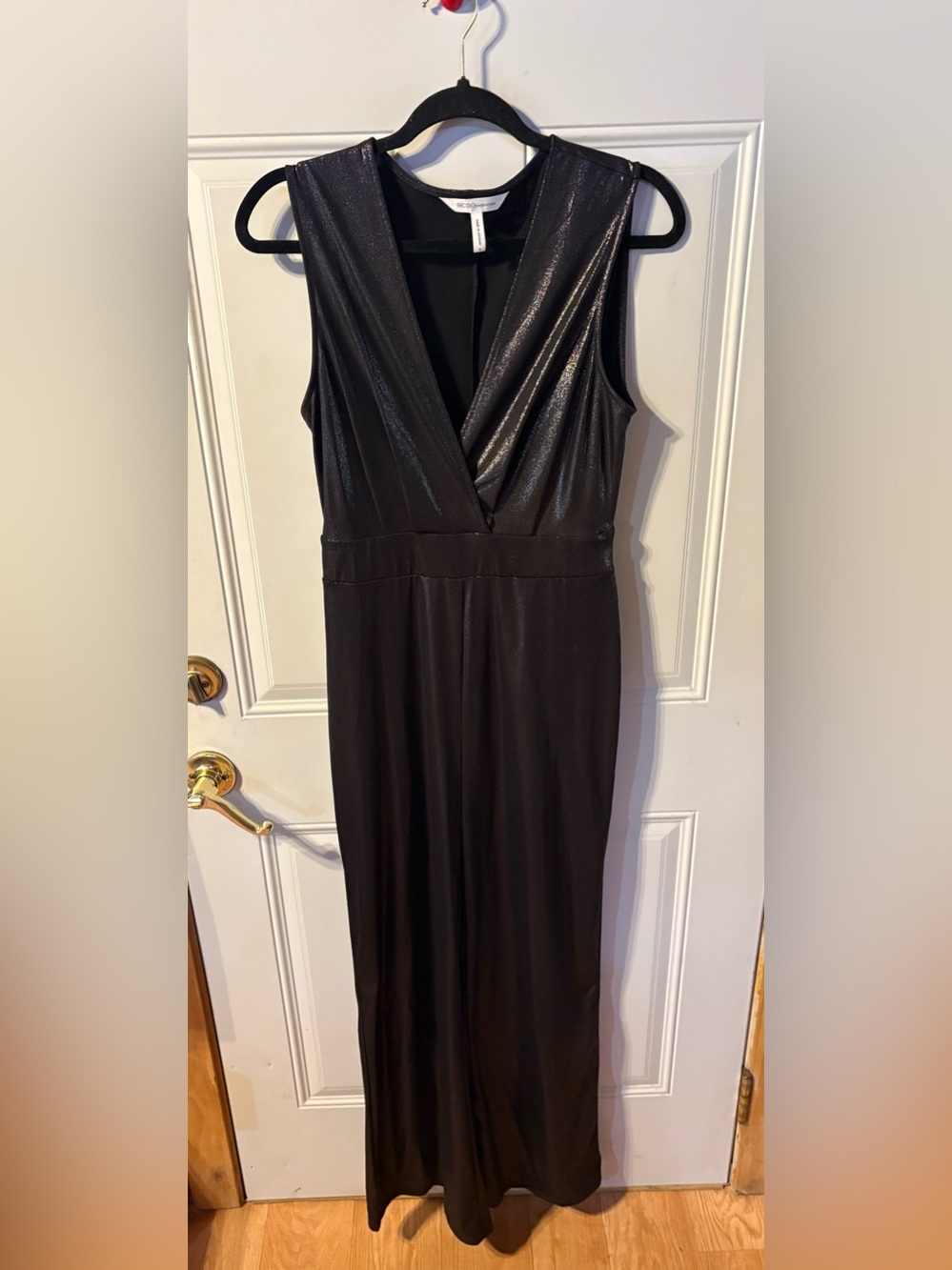 BCBG Generation Black Metallic Maxi Jumpsuit – Size Small